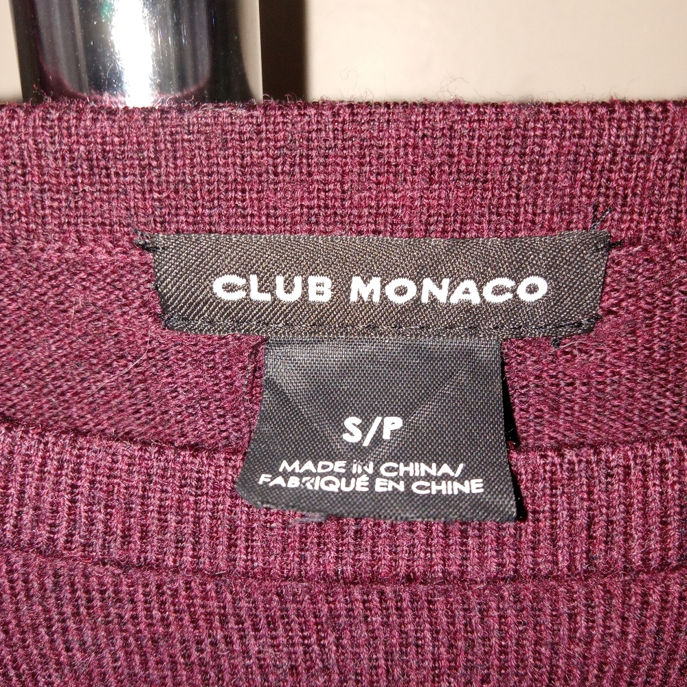 Club Monaco Burgundy Balloon Sleeve Wool Sweater SP - Picture 4 of 8